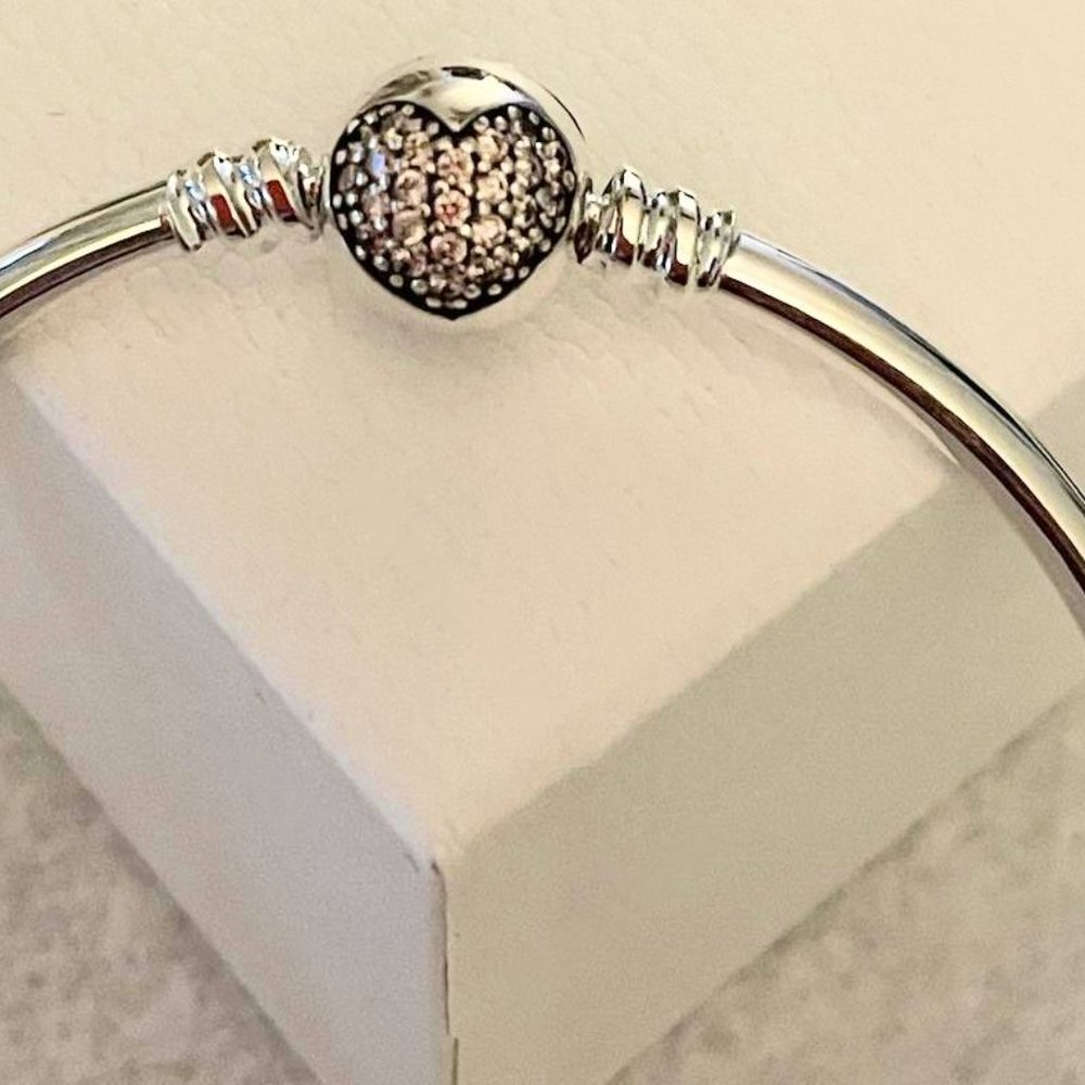 Pandora Silver Heart Pave Charm Bracelet